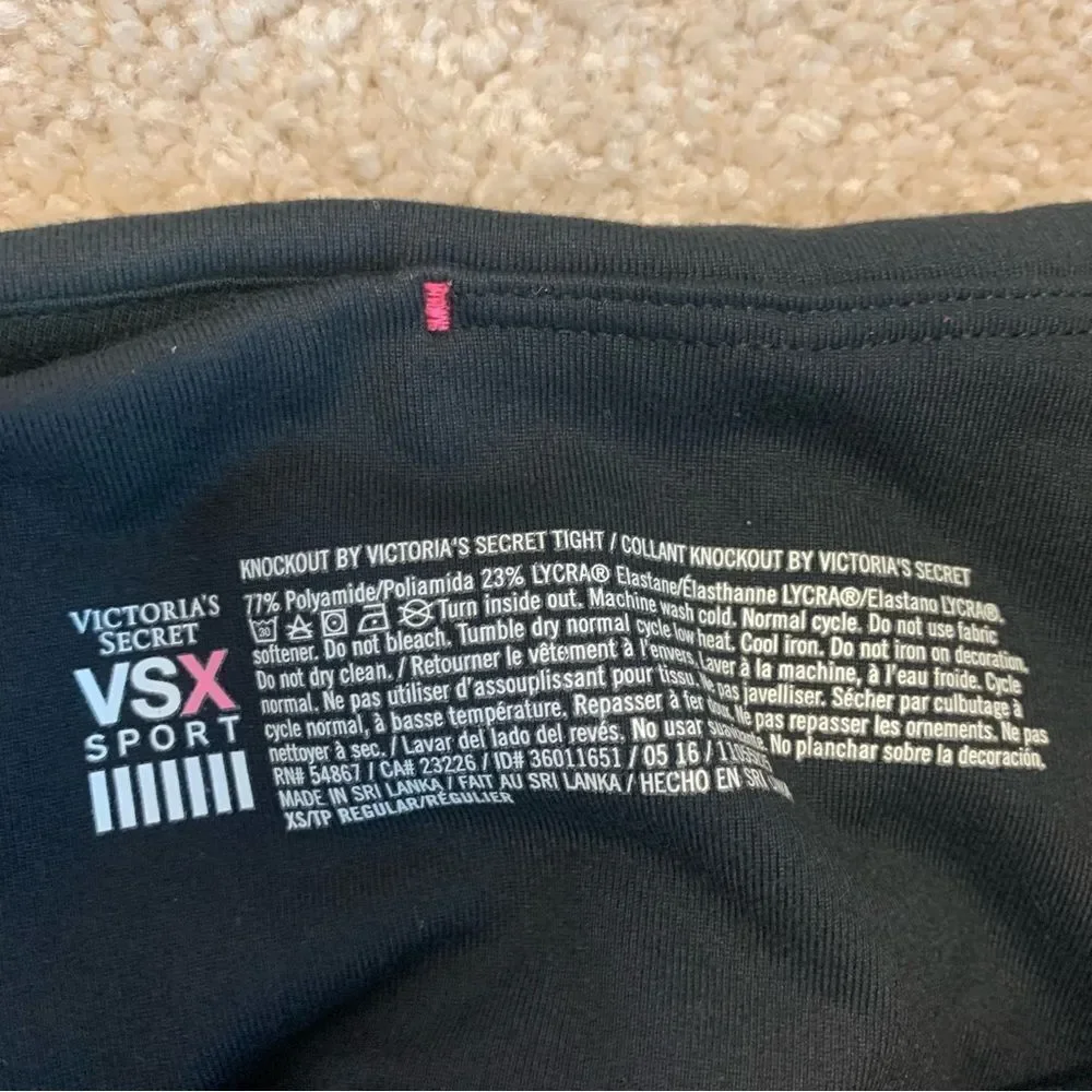 Victoria’s Secret VSX Black multicoloured rainbow vertical logo gym leggings XS - Picture 4 of 9